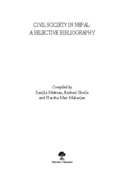 Civil Society in Nepal: A Selective Bibliography